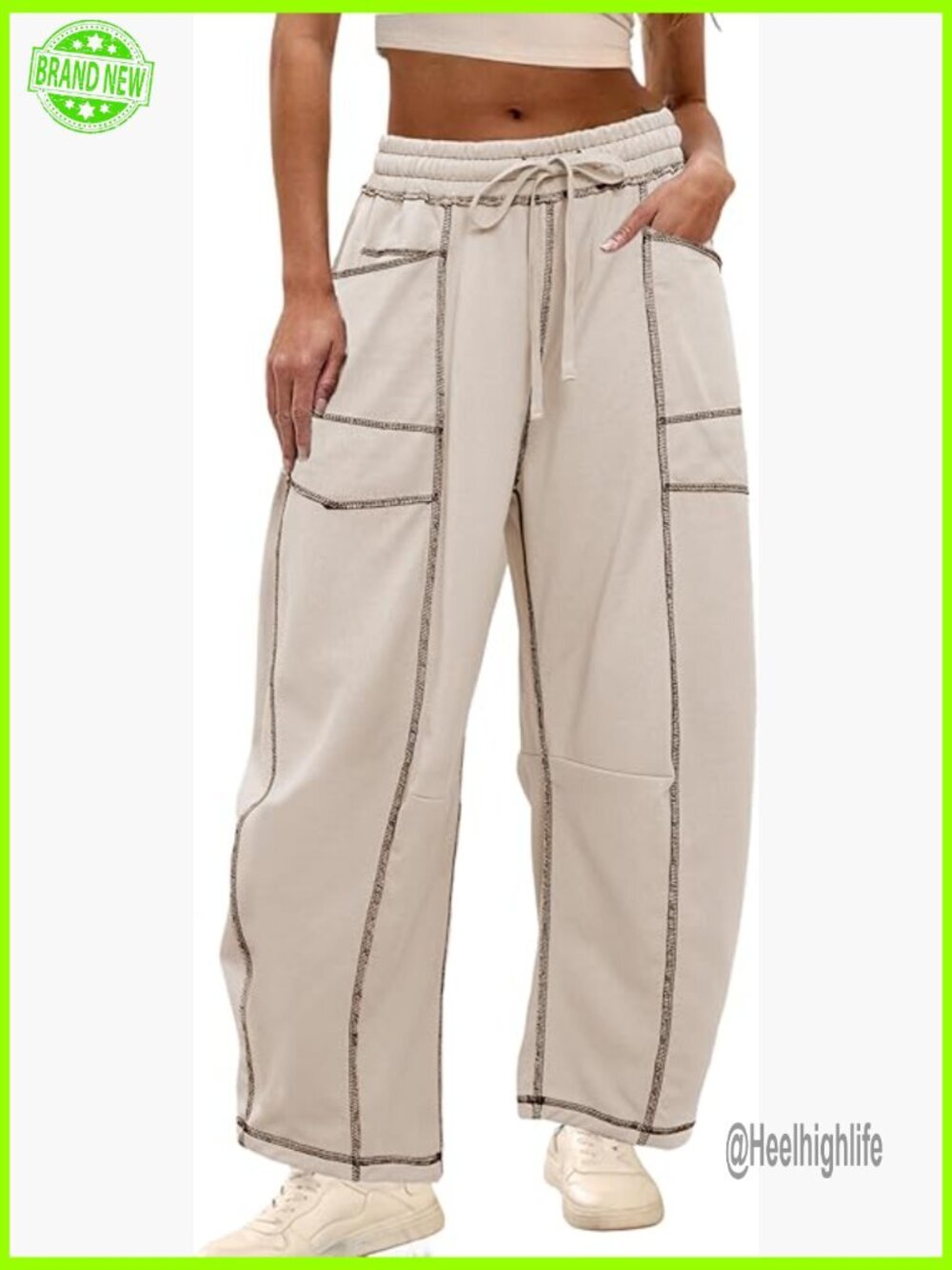Wide Leg Sweatpants with Drawstring Waist and Pockets for Lounge